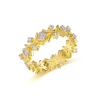 14K Gold Diamond All Eternal Wedding Ring Women's Round Flower Diamond Engagement Ring Kirin Jewelry