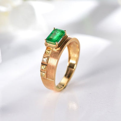 18K gold gemstone ring with emerald_KR41301 Kirin Jewelry