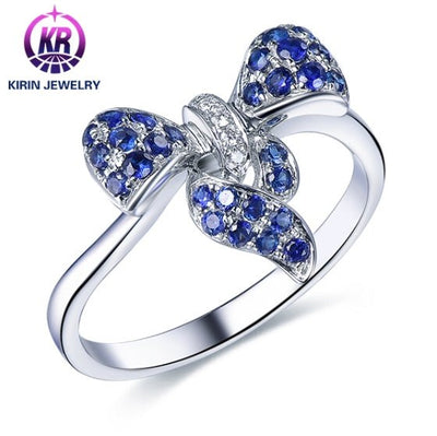 18K gold gemstone ring with sapphire diamond_KR40602 Kirin Jewelry
