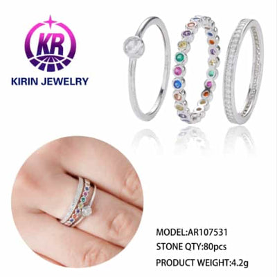 3 ring set version S925 Sterling silver Ring for Women 3 Pieces of Ring Sets Zircon female Ringg Kirin Jewelry