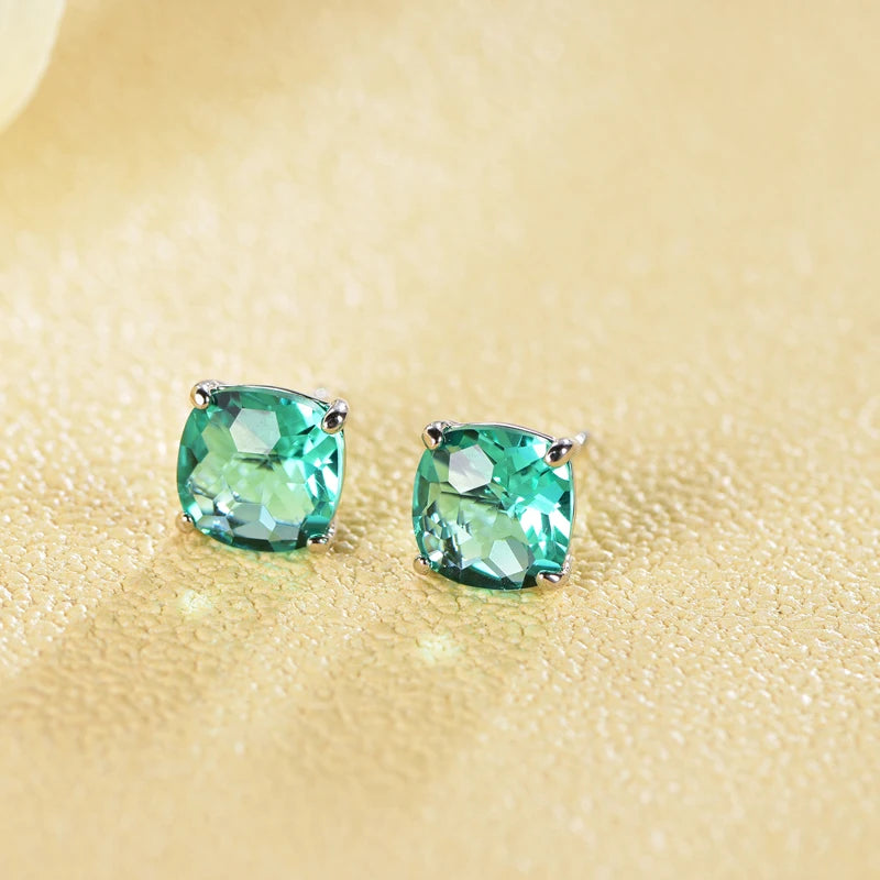 8MM green zircon set 925 silver earrings multi-cut jewelry custom multicolor zirconia Kirin Jewelry