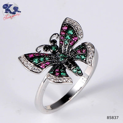 925 Silver Plated Gifts Zircon Rings Price Pendant Earring WOMEN SETS  Butterfly Shape Jewelry Sets Kirin Jewelry
