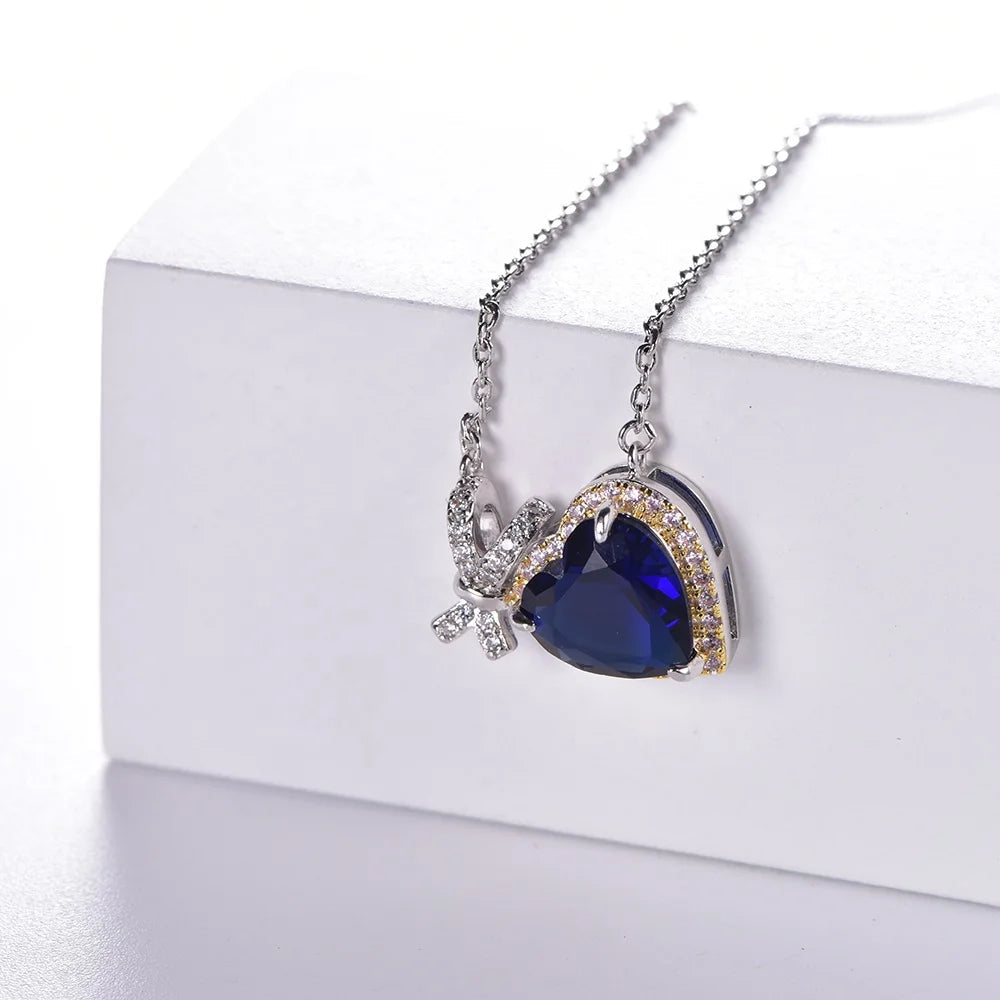 925 Sterling Silver heart Pendant luxury rhodium plated Necklace Women's Romantic Pendant Necklace Jewelry Kirin Jewelry