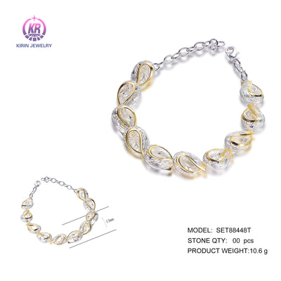 925 silver bracelet with 2-tone plating rhodium and 14K gold SET88448T Kirin Jewelry
