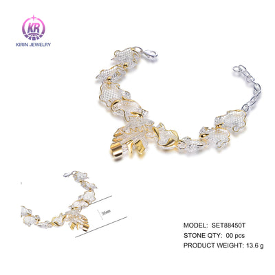 925 silver bracelet with 2-tone plating rhodium and 14K gold SET88450T Kirin Jewelry