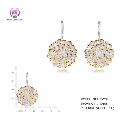 925 silver earrings with 2-tone plating rhodium and 14K gold SET87920E Kirin Jewelry