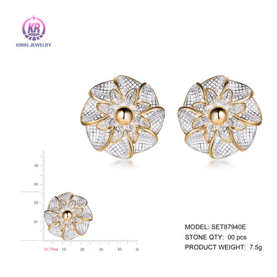 925 silver earrings with 2-tone plating rhodium and 14K gold SET87940E Kirin Jewelry