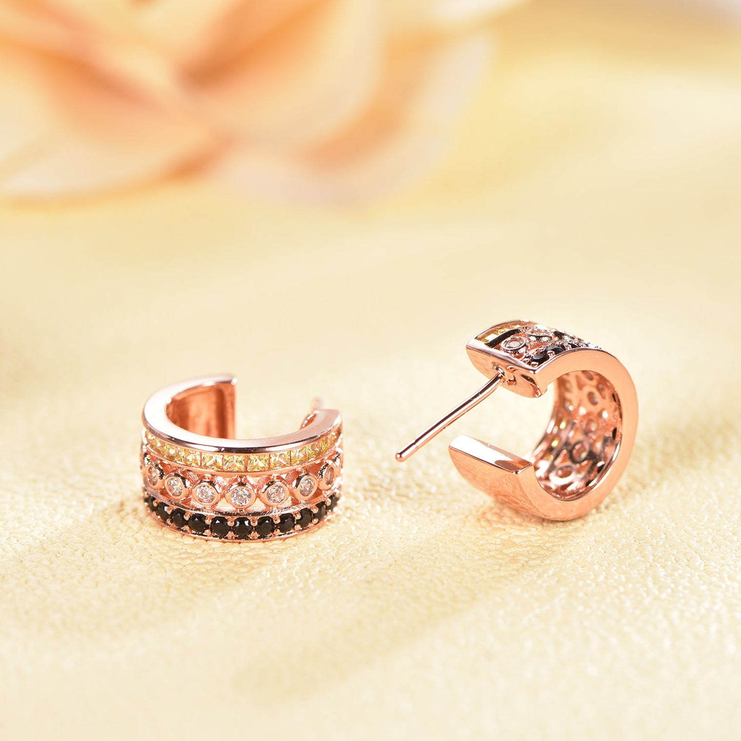 925 silver earrings with rose gold plating color CZ KE32408 Kirin Jewelry