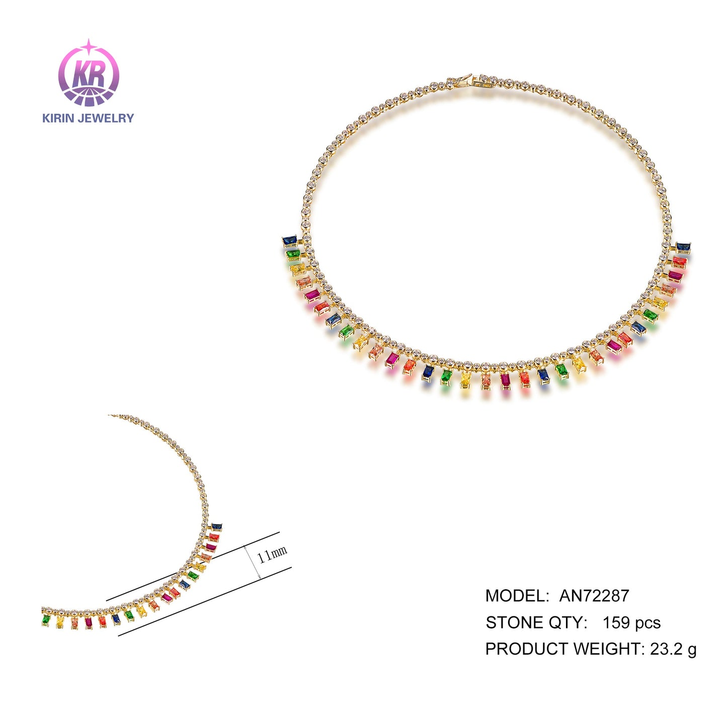 925 silver necklace with 14K gold plating color CZ 72287 Kirin Jewelry