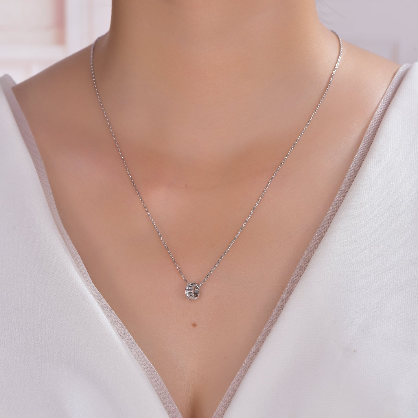 925 silver necklace with rhodium plating CZ KP20283 Kirin Jewelry