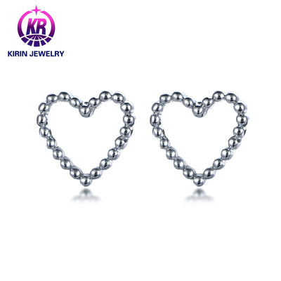925 sterling silver love earrings fashionable and elegant threaded heart-shaped earrings women's earrings Kirin Jewelry