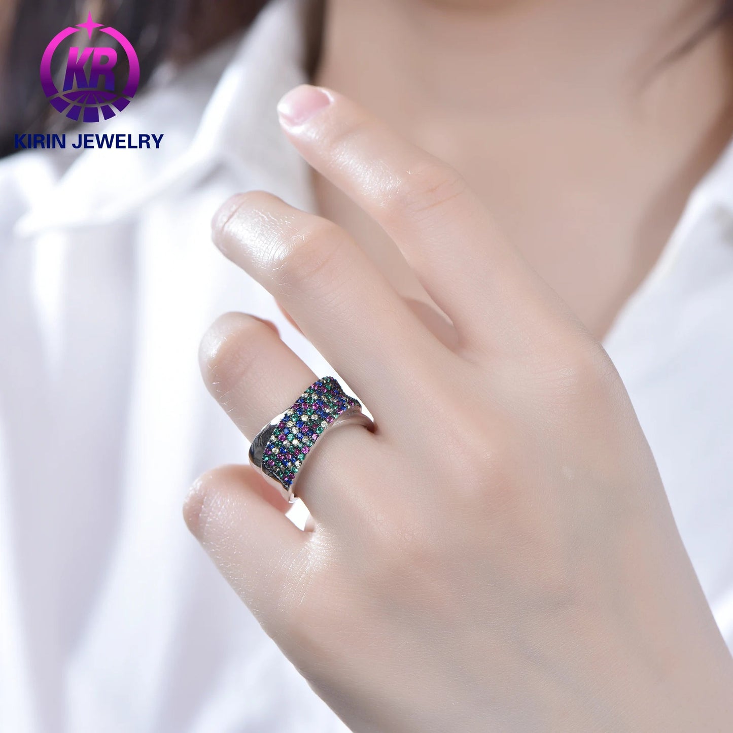 Colorful Gemstone Half Eternity Vintage Gemstone Rings for Women