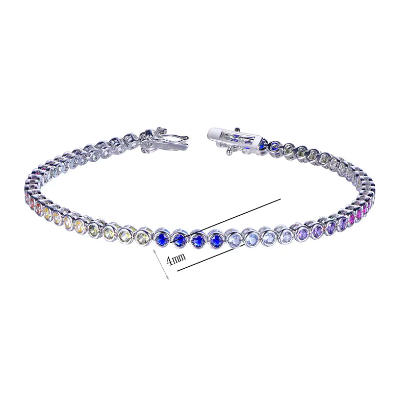 Custom 925 Silver Multicolor Gem Tennis Bracelet