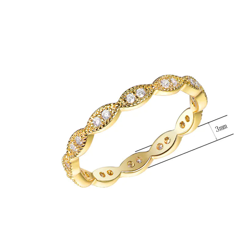Custom Gold Plated CZ Marquise Full Eternity Minimalist Engagement Rings