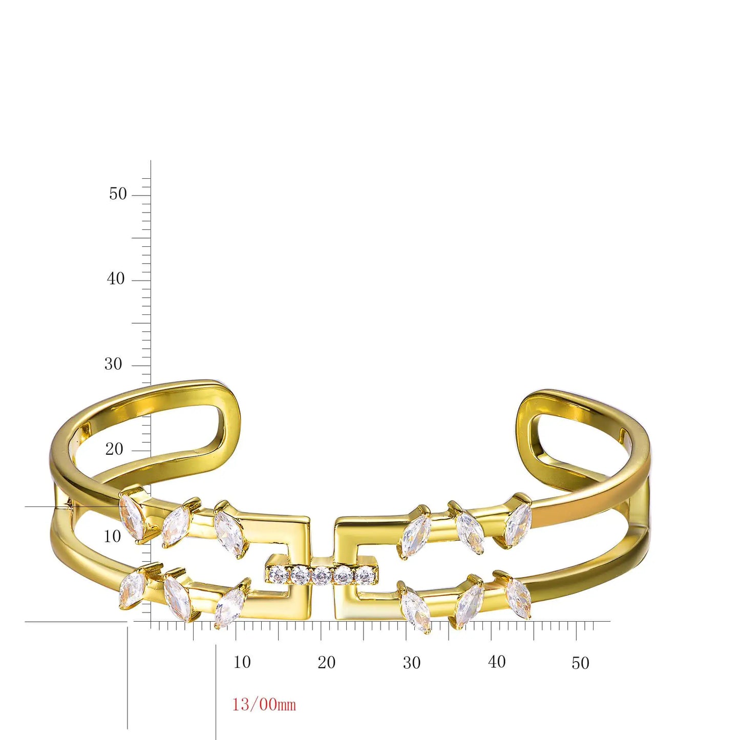 Custom Gold Plated CZ Minimalist Abstract Cuff Bracelet Bangles