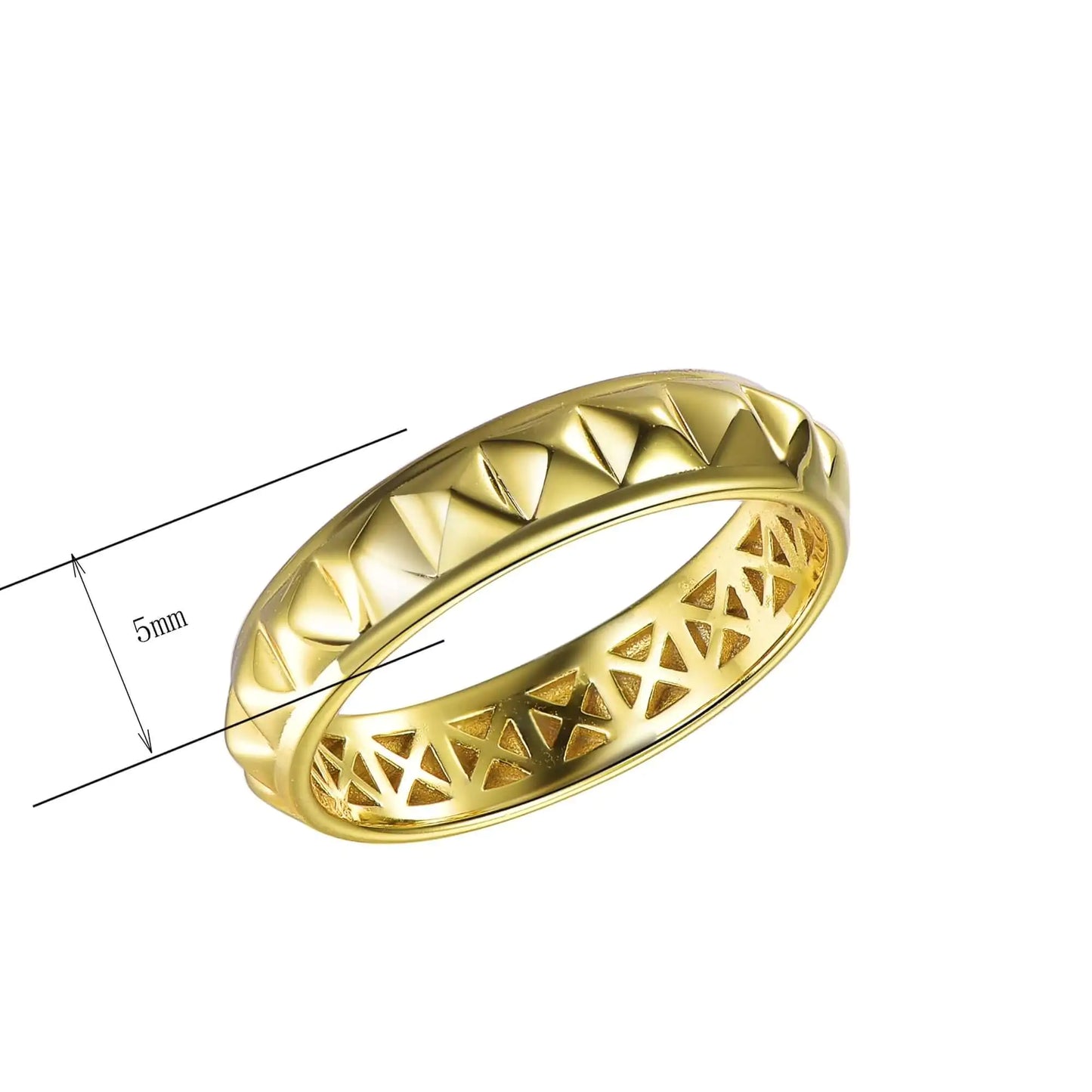 Custom Gold Plated Simple Stereo Triangle Geometric Engagement Rings