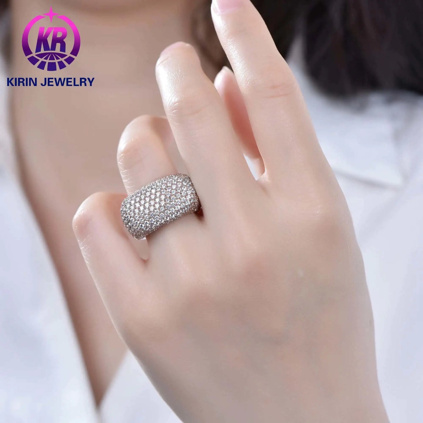 Custom Half Cube Shape Engagement Unique Statement Rings for Women