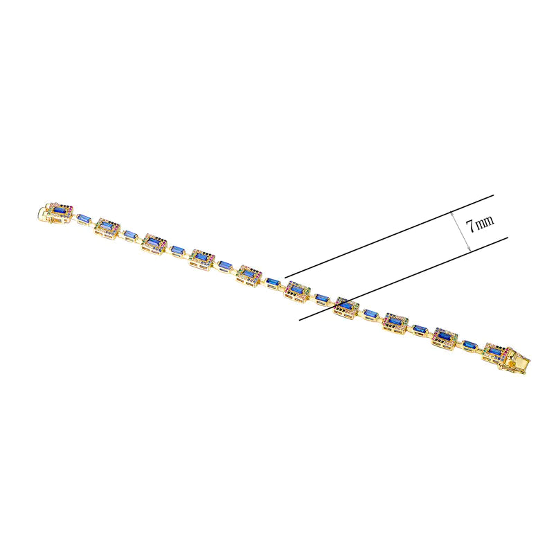 Custom Silver Gold Plated Multi Color Stone Bracelet