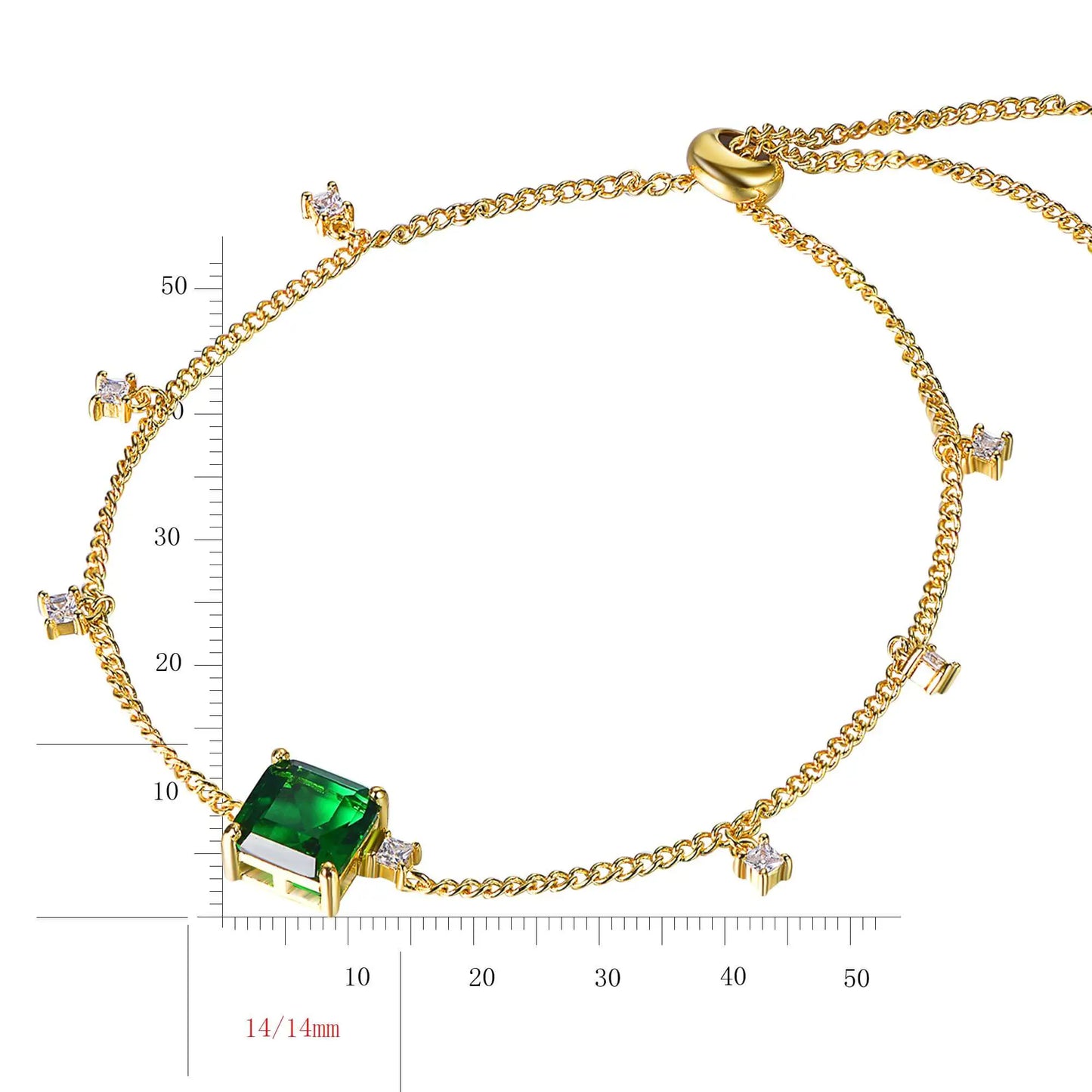 Custom Silver Gold Plated Solitaire Lab Created Emerald Bracelet