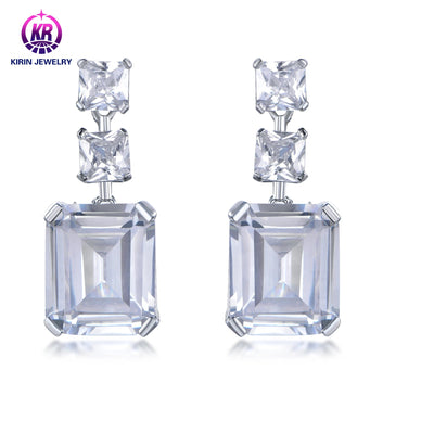 Diamond Earrings Women Fine Jewelry Geometric Square Full Of Diamonds Senior S925 Sterling Silver Square Kirin Jewelry