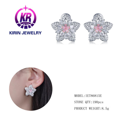 Fashion Crystal Earrings Star Earring Shape Icy Wholesaler Woman Stud Diamond Zircon Cartoon White Gold New Arrival Jewelry Kirin Jewelry