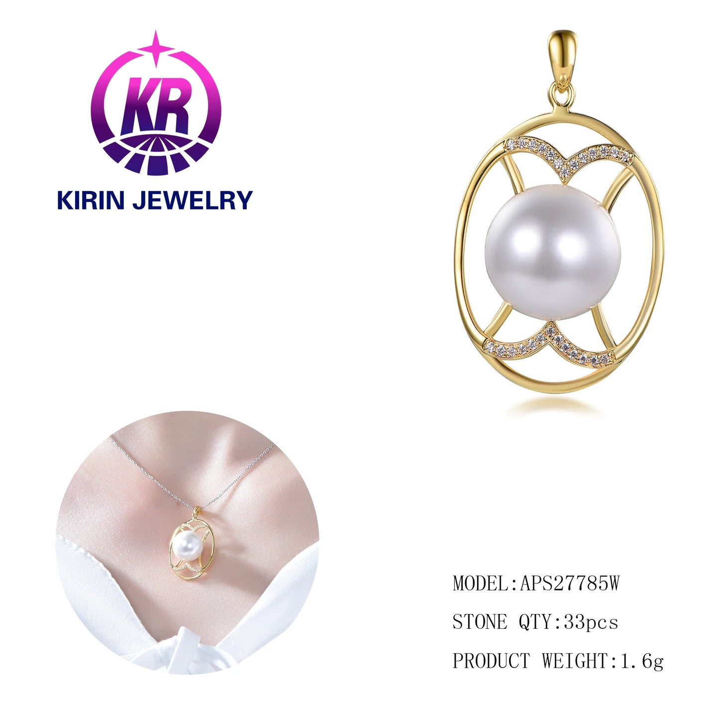Fashion Women shell pearl 3A white cubic zirconia Necklace Gold Plated Jewelry Suits the Bride Wedding Dress Kirin Jewelry