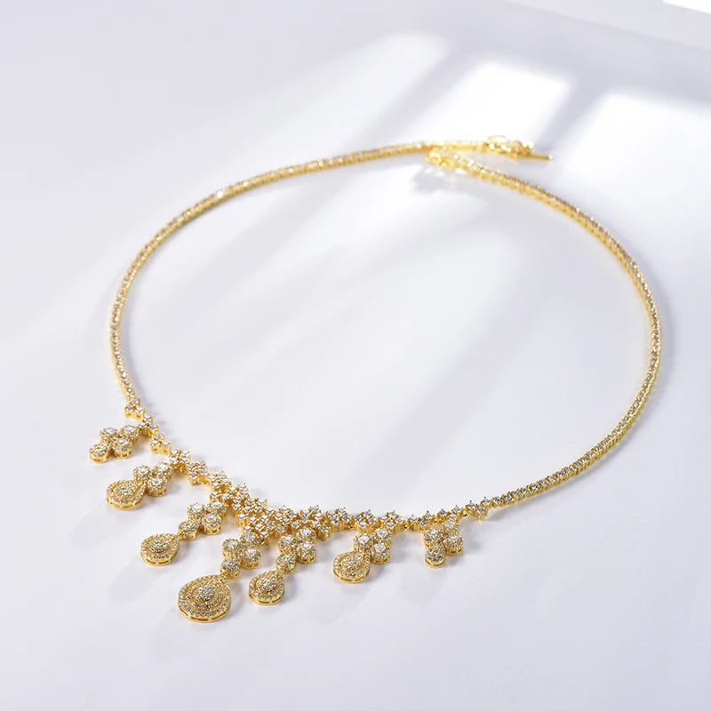 Gold Chain New Elegant Simple Trend Drop Cubic Zircon 925 Necklace Kirin Jewelry