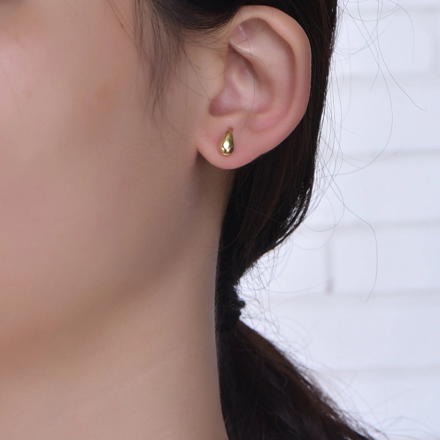 Hip Hop 14k solid gold earrings 14k gold filled earrings golg-plated 925 sterling silver ear ring gold hammered stud earrings Kirin Jewelry