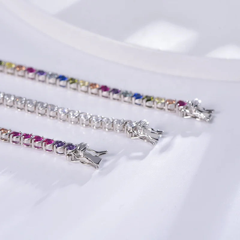 INS style ladies bracelet colorful solid color zirconia 925 Sterling Silver full of diamonds bracelet Tennis bracelet Kirin Jewelry