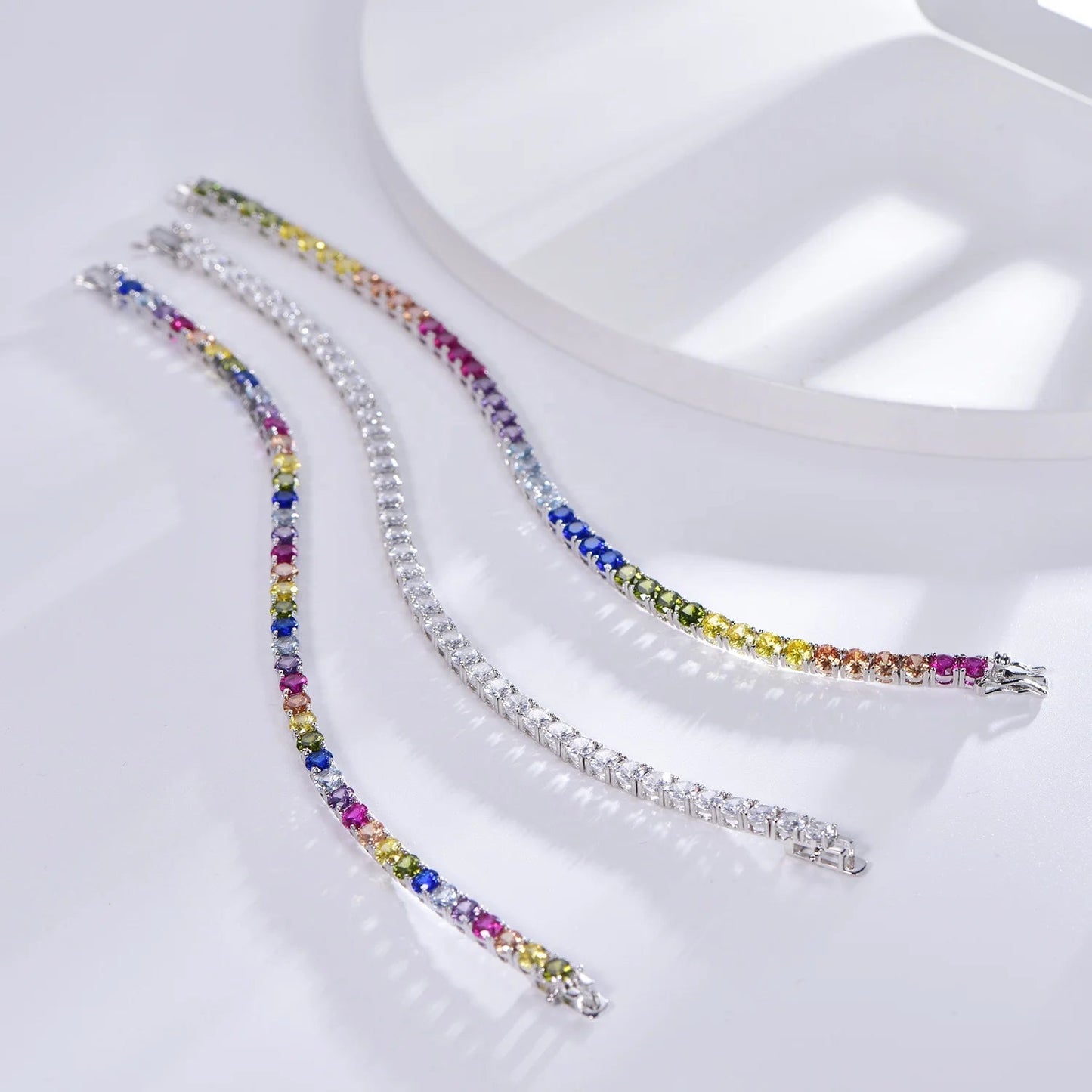 INS style ladies bracelet colorful solid color zirconia 925 Sterling Silver full of diamonds bracelet Tennis bracelet Kirin Jewelry