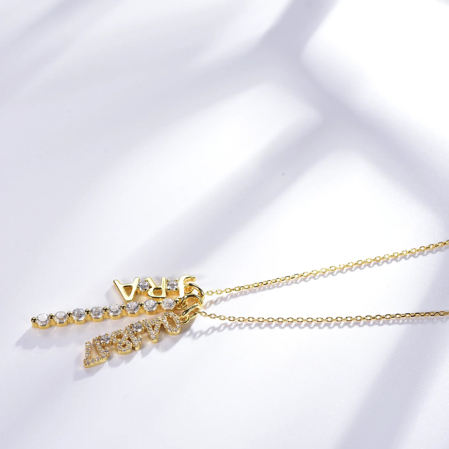 Number Pendant Necklace 925 Sterling Silver Gold Plated 5A CZ Diamond Pendant Letter Name Necklace Pendant Kirin Jewelry