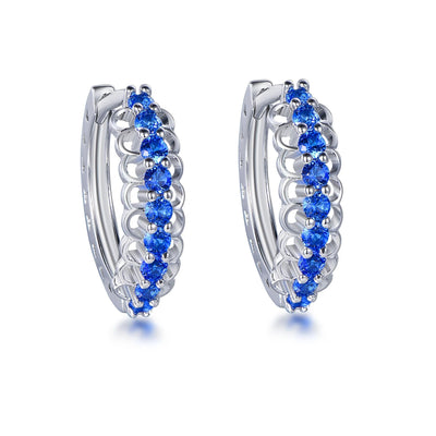 Pendiente de arete 925 sterling silver earrings arete de plata blue spinel gem huggie hoop earrings Kirin Jewelry