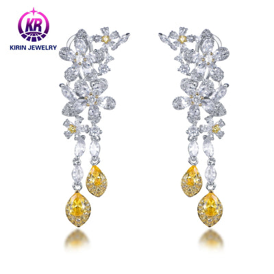 S925 Personality Fashion Design Zircon Earring For Women Light Luxury Celebrity Temperament Golden CZ Earring Jewelry Kirin Jewelry