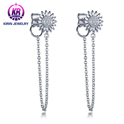 The best-selling 2023 jewelry pure silver 925 jewelry beautiful sunflower chain earrings earrings smile jewelry Women's earrings Kirin Jewelry
