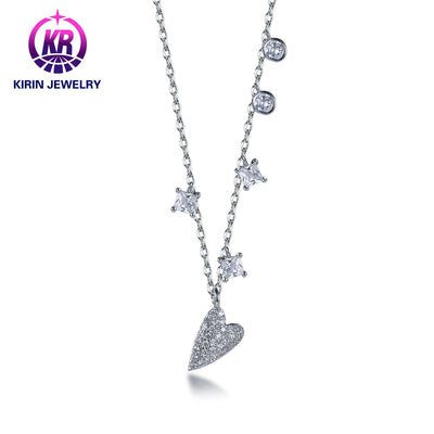 Valentine's Day Gift 18K Gold Plated 925 Sterling Silver Full Diamond Heart Necklace S925 Silver Zircon Heart Pendant Necklace Kirin Jewelry