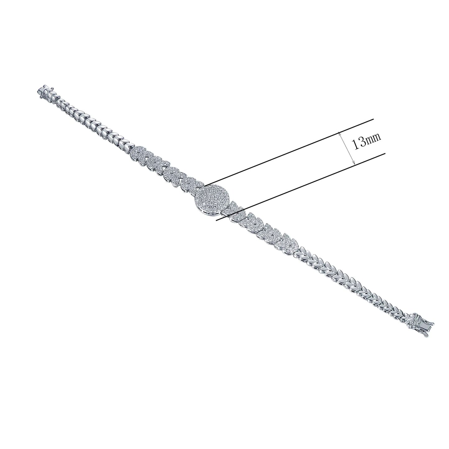 Wholelsale Silver Round Cut Adjustable Leaf Design Bracelet