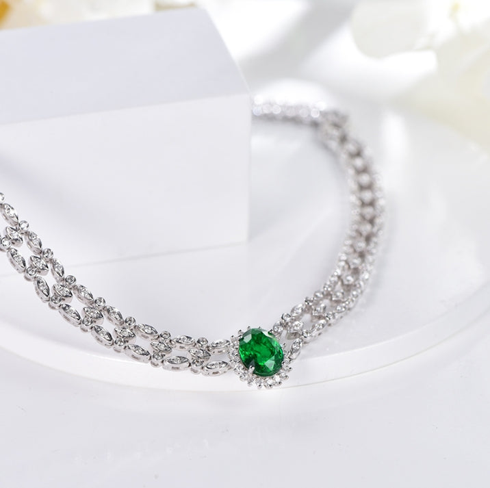 Wholesale 18K Gold Simple Lab Grown Emerald Necklace