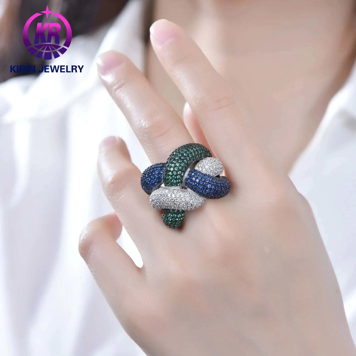 Wholesale 3-Color Irregular Twisted Band Engagement Ring for Women