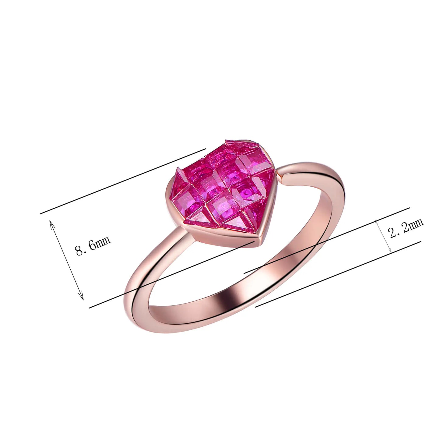 Wholesale 925 Silver Lab Created Heart Shaped Ruby Ring