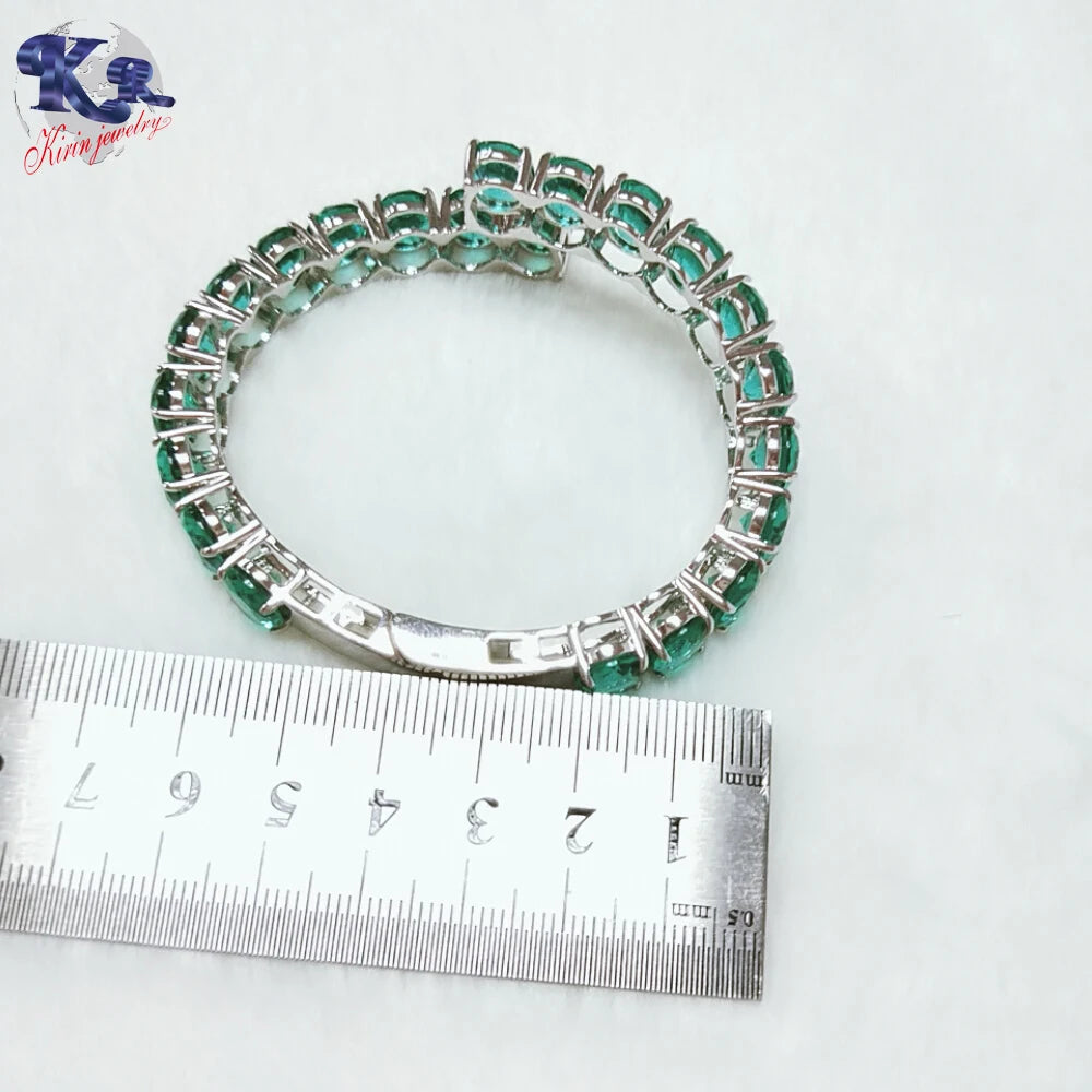 Wholesale 925 Silver Oval Cut Created Sapphire Open Cuff Bangle