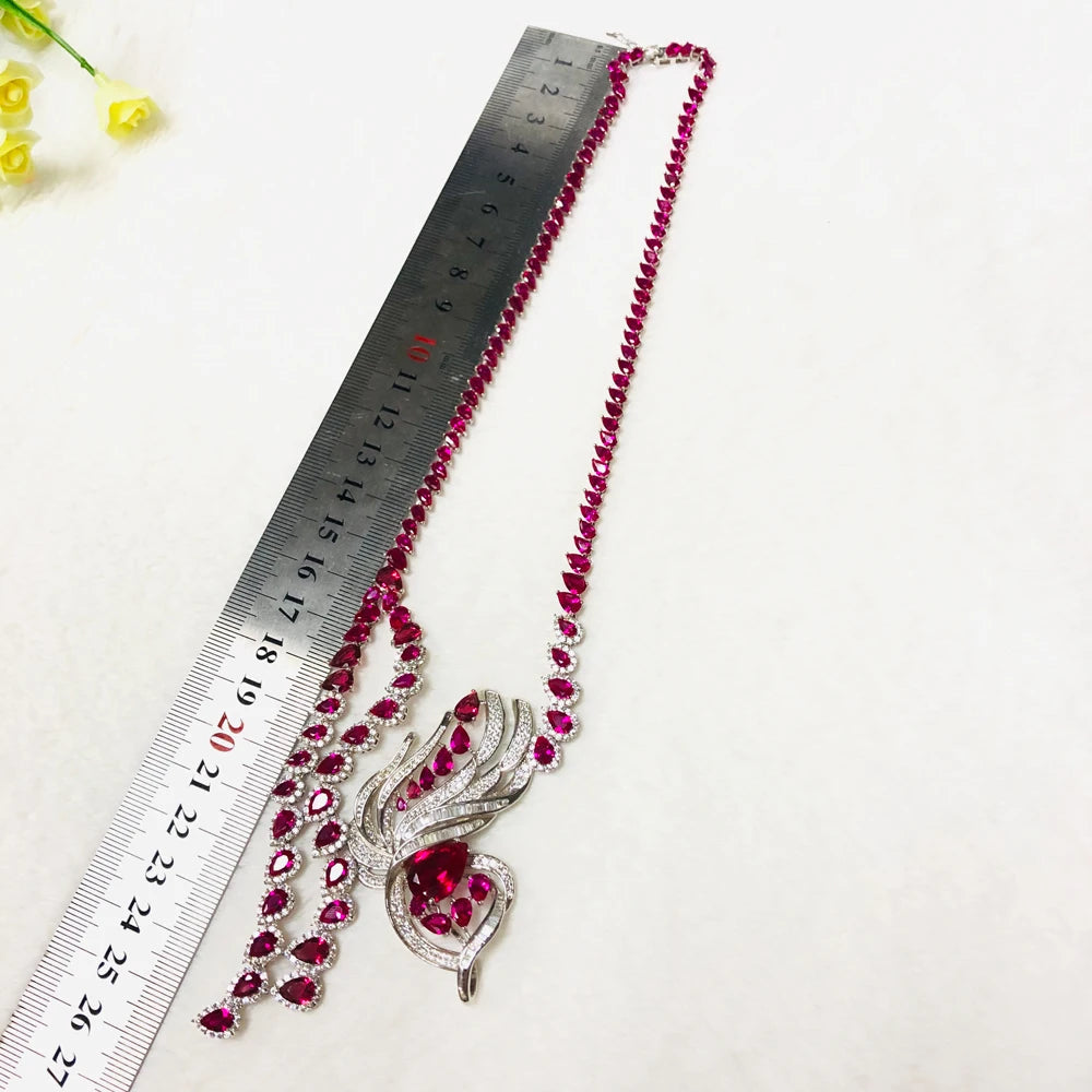 Wholesale 925 sterling silver jewelry fashion red corundum pendant necklace Kirin Jewelry