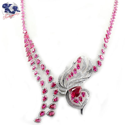 Wholesale 925 sterling silver jewelry fashion red corundum pendant necklace Kirin Jewelry