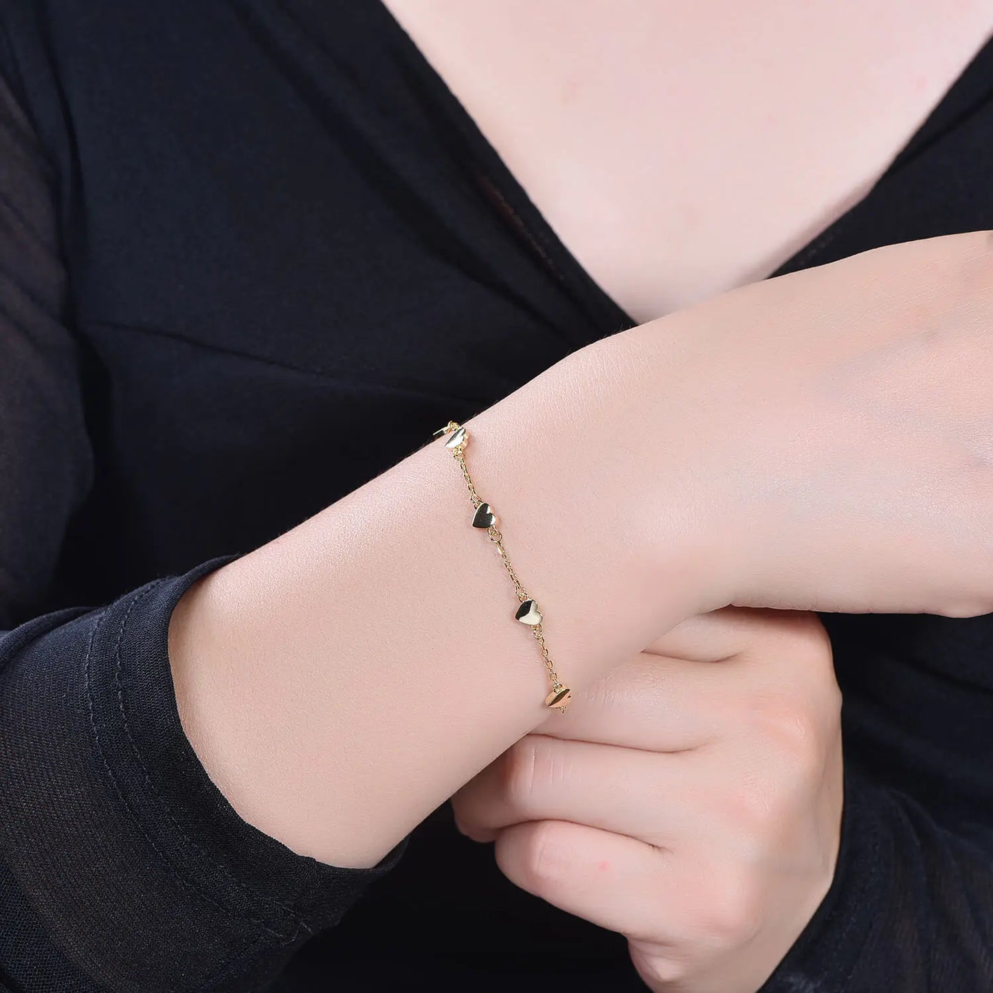 Wholesale Adjustable Line Lobster Clasp Heart Chain Bracelet for Women