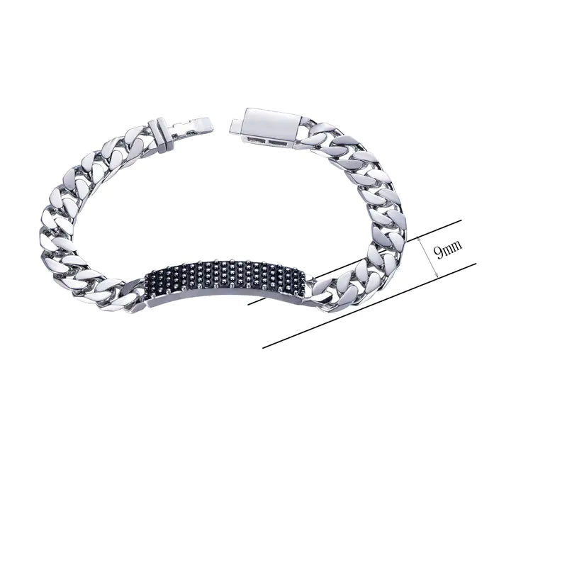 Wholesale Black Enamel Bar Cuban Link Chain Chunky Statement Bracelet