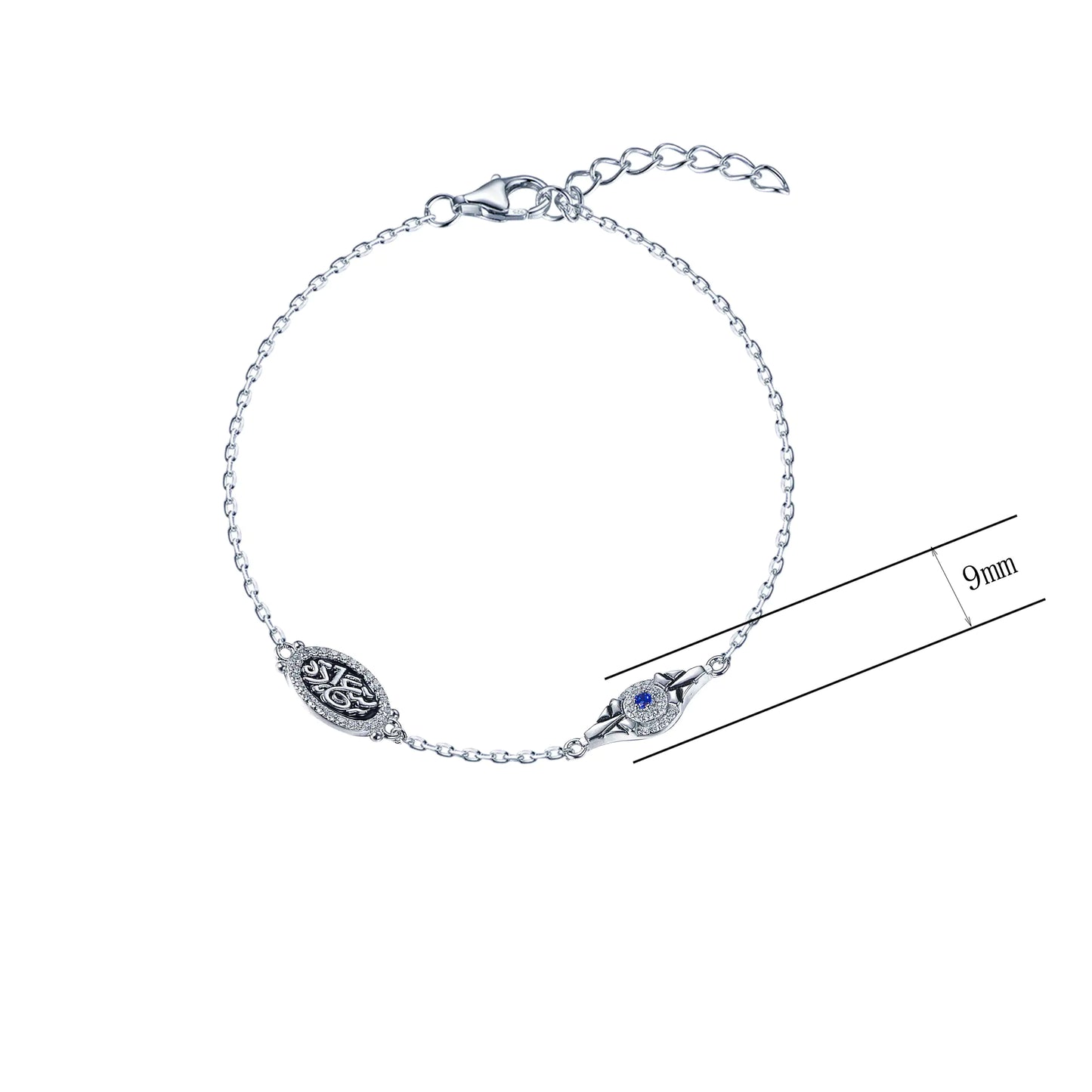 Wholesale CZ & Enamel & Corundum Blue Evil Eye Bracelet