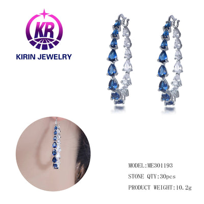 Wholesale Customized Full Diamond Round EarringsHoop Earrings 925 Sterling Silver Diamond Crystal Earring For Women Kirin Jewelry