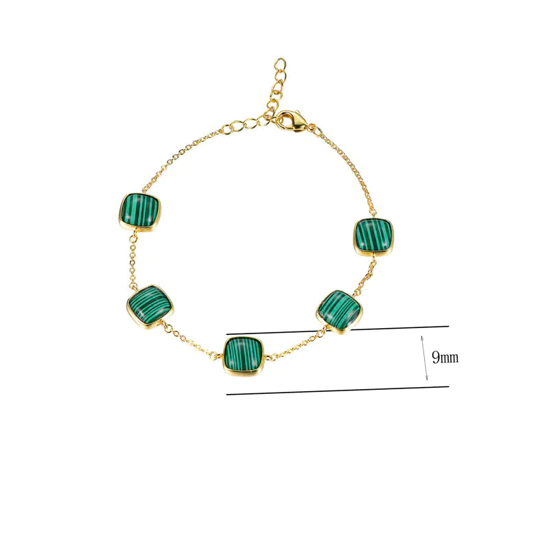 Wholesale Five Cushion Cut Malakite Unique Design Bracelet