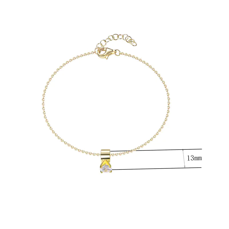 Wholesale Gold Plated Adjustable Created Diamond Solitaire Bracelet