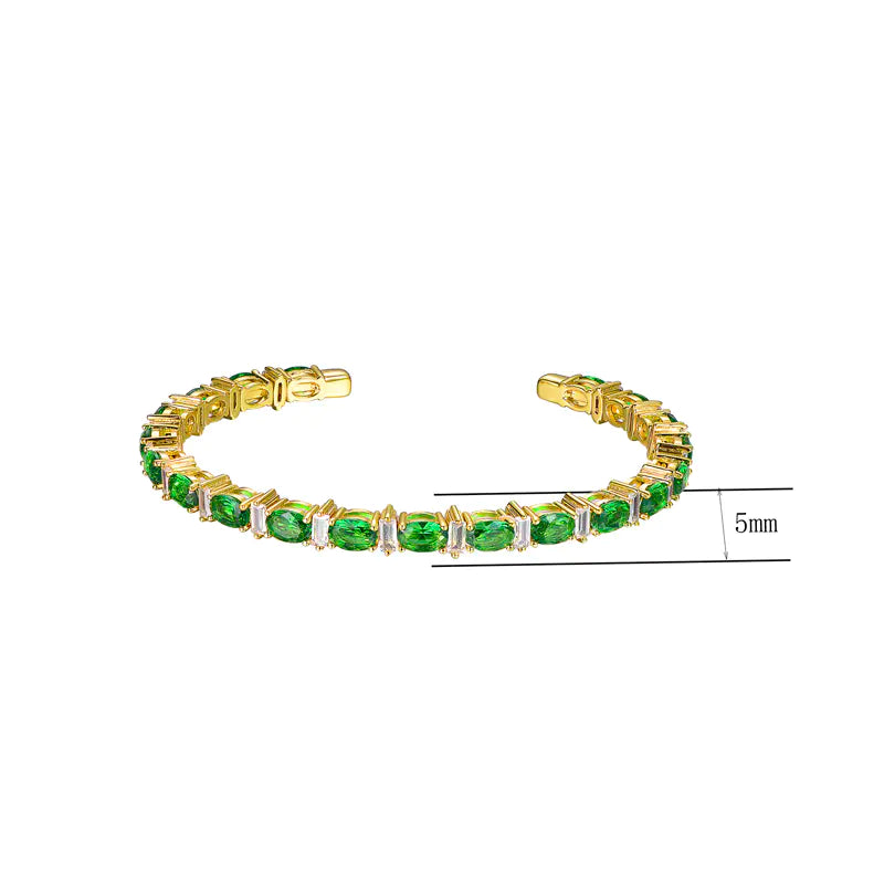 Wholesale Gold Plated CZ & Glass Open Tennis Bracelet Bangle