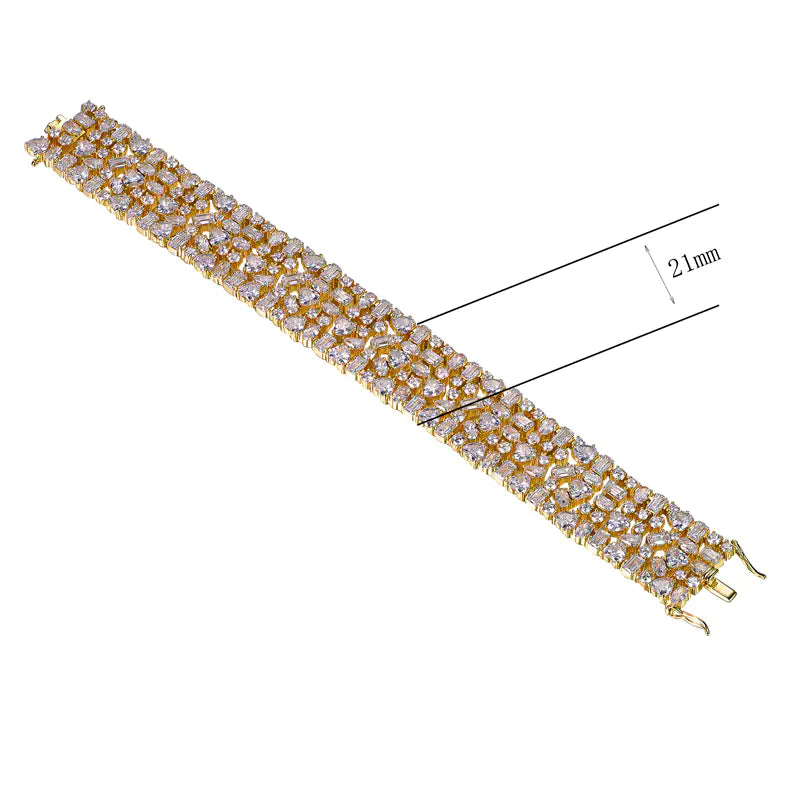 Wholesale Gold Plated CZ Mixed Cut Multi Layer Bracelet